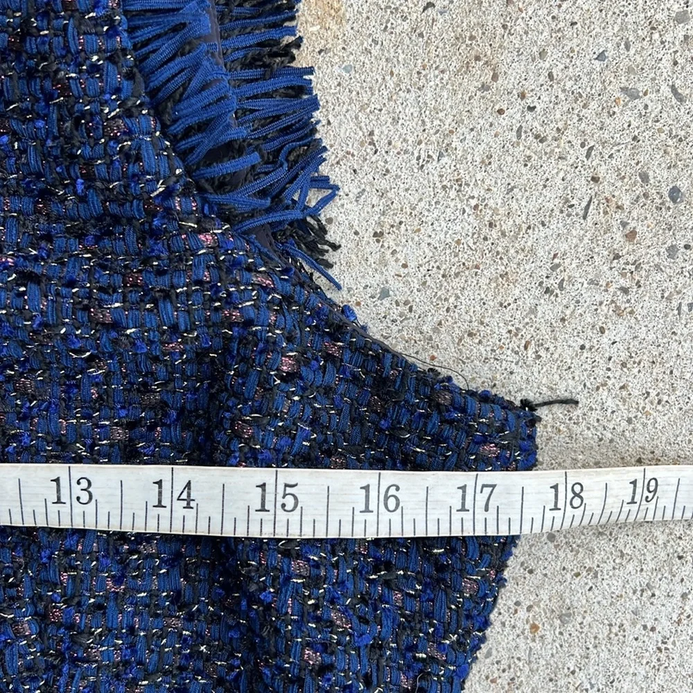 J. Crew Midnight Blue Sleeveless Sparkle Tweed Sheath Dress Size 4 - Picture 11 of 16